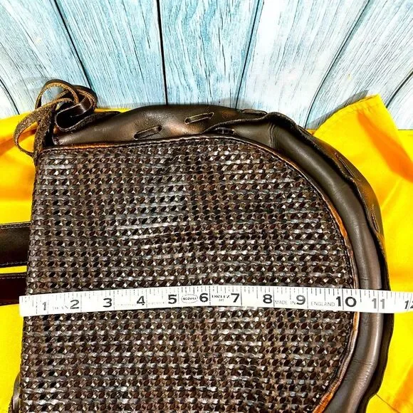 Patricia Nash Leather Woven Large Flap Saddle Crossbody Handbag Boho Purse